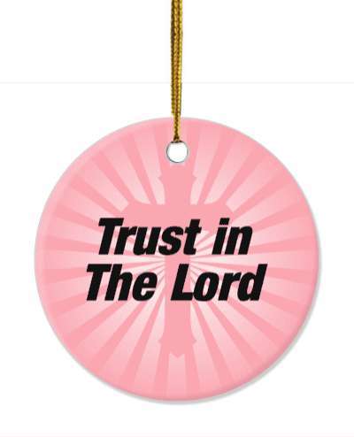 trust in the lord cross rays burst pink stickers, magnet