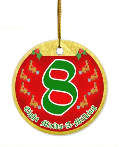 twelve days of christmas eight maids a milking stickers, magnet