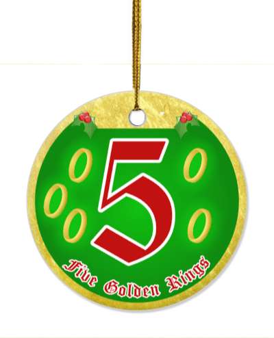 twelve days of christmas five golden rings stickers, magnet