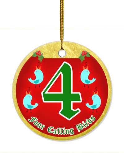 twelve days of christmas four calling birds stickers, magnet