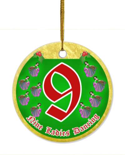 twelve days of christmas nine ladies dancing stickers, magnet