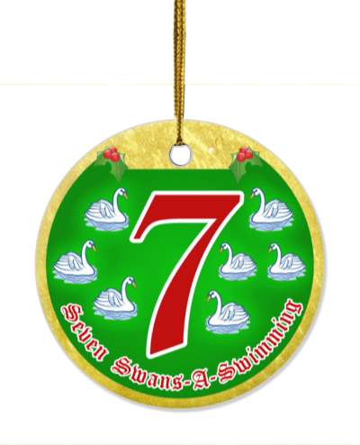 twelve days of christmas seven swans a swimming stickers, magnet