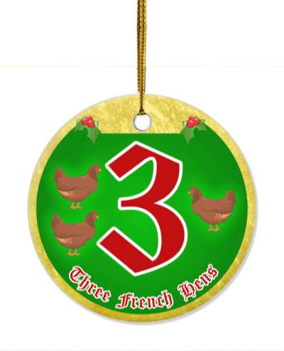 twelve days of christmas three french hens stickers, magnet