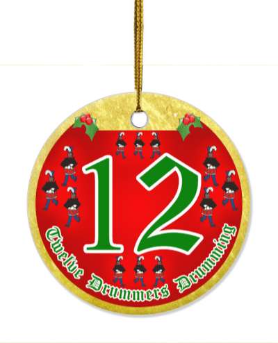 twelve days of christmas twelve drummers drumming stickers, magnet