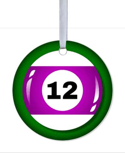 twelve violet stripe pool ball stickers, magnet