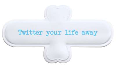 twitter your life away social media update stickers, magnet