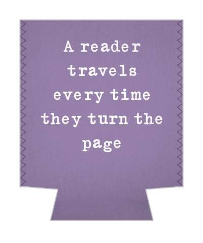 typewriter style a reader travels every time they turn the page stickers, magnet
