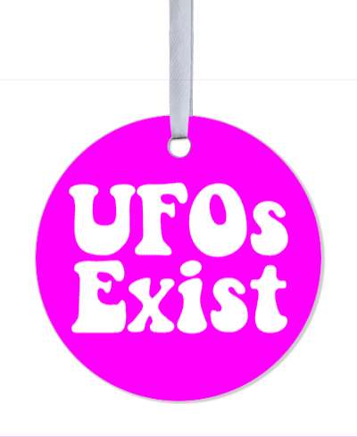 ufos exist unidentified flying object magenta white stickers, magnet