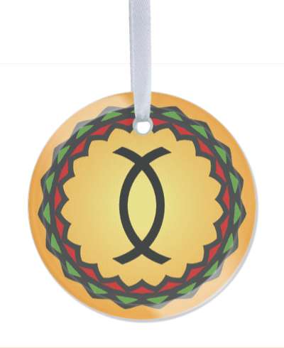 ujamaa cooperative economics kwanzaa symbol traditional orange gradient stickers, magnet