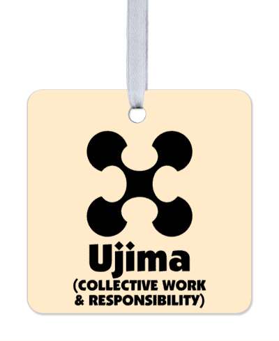 ujima collective work and responsibility kwanzaa symbol pale orange stickers, magnet