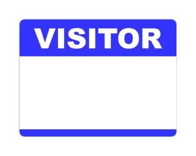 visitor nametag fill in blank blue stickers, magnet