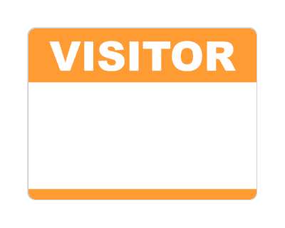 visitor nametag fill in blank orange stickers, magnet