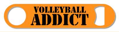volleyball addict orange black bold stickers, magnet