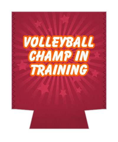 volleyball champ in training stars burst rays deep red stickers, magnet