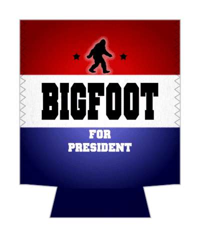 vote bigfoot for president funny stars white red blue campaign usa stickers, magnet