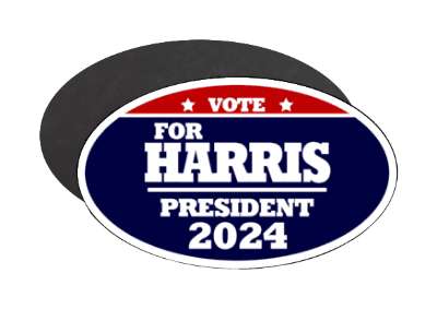 vote for harris president 2024 deep blue red white stars lines stickers, magnet