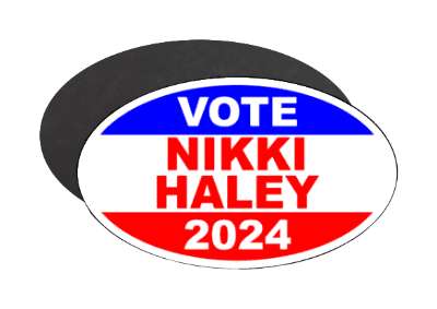 vote nikki haley 2024 red white blue classic oval usa gop stickers, magnet