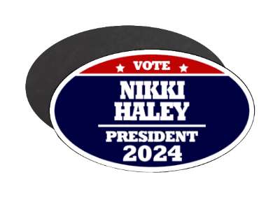 vote nikki haley president 2024 red white blue classic oval usa gop stickers, magnet