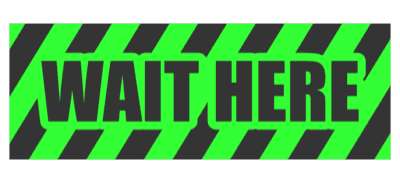 wait here bright green warning lines floor sticker