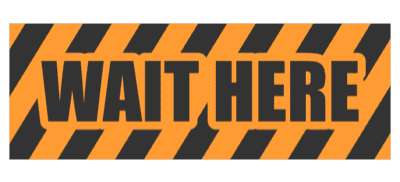 wait here bright orange warning lines floor sticker