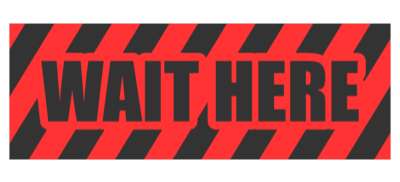 wait here red bright warning lines floor sticker