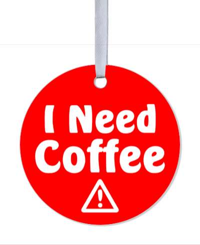 warning i need coffee symbol red white stickers, magnet