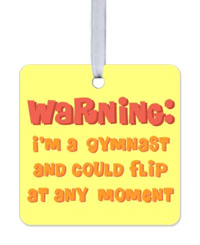warning im a gymnast and could flip at any moment pale yellow stickers, magnet