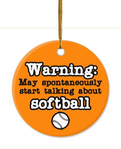 warning may spontaneously start talking about softball orange white stickers, magnet