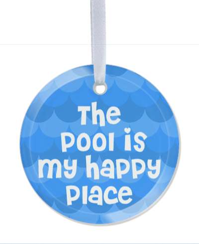 water waves pattern the pool is my happy place swimmer stickers, magnet