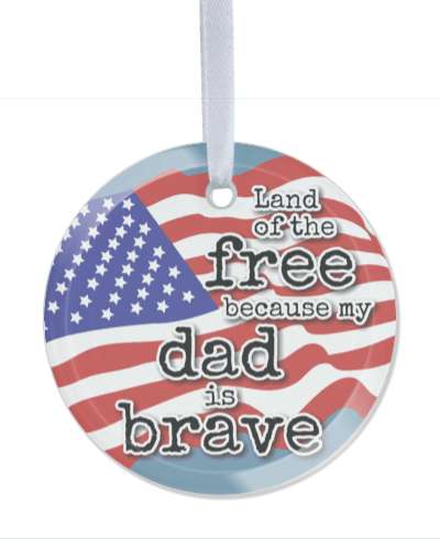 waving american flag land of the free because my dad is brave stickers, magnet