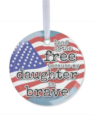waving american flag land of the free because my daughter is brave stickers, magnet