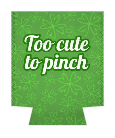 wearing green joke too cute to pinch clover pattern stickers, magnet