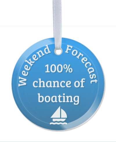 weekend forecast 100 percent chance of boating blue gradient stickers, magnet