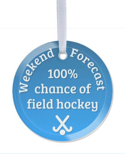 weekend forecast 100 percent chance of field hockey blue gradient stickers, magnet