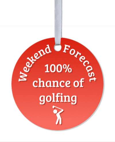 weekend forecast 100 percent chance of golfing red gradient stickers, magnet