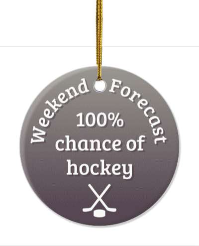 weekend forecast 100 percent chance of hockey grey gradient stickers, magnet