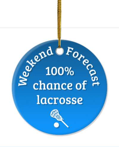 weekend forecast 100 percent chance of lacrosse blue gradient stickers, magnet