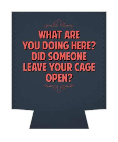 what are you doing here did someone leave your cage open witty insults stickers, magnet