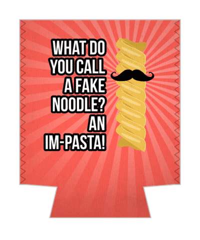 what do you call a fake noodle an impasta impostor mustache pasta pun stickers, magnet