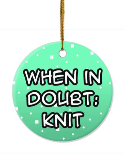 when in doubt knit green gradient square pattern stickers, magnet