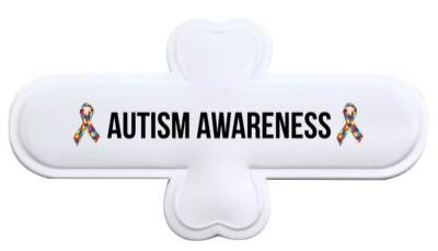 white autism awareness puzzle awareness ribbon stickers, magnet