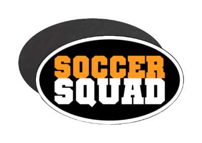white bold team soccer squad black orange stickers, magnet