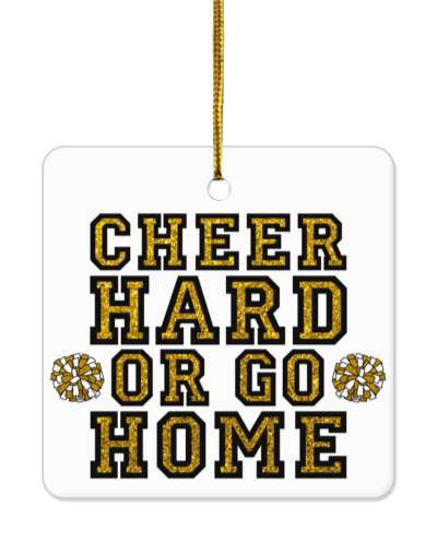 white cheer hard or go home pom poms cheerleading stickers, magnet