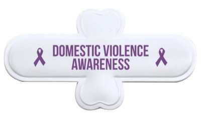 white domestic violence awareness purple awareness ribbon stickers, magnet