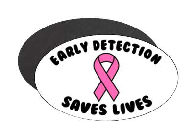 white early detection saves lives slogan pink breast cancer awareness ribbon stickers, magnet