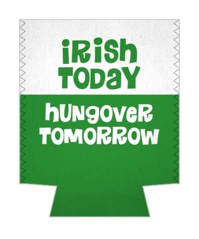white green irish today hungover tomorrow stickers, magnet