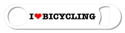 white i heart bicycling i love stickers, magnet