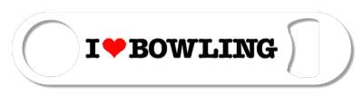 white i heart bowling love stickers, magnet