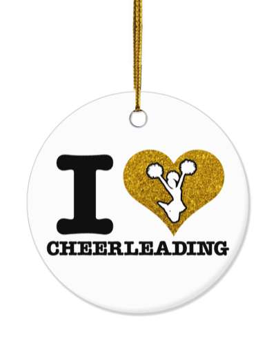 white i love cheerleading heart cheerleader silhouette pom poms stickers, magnet