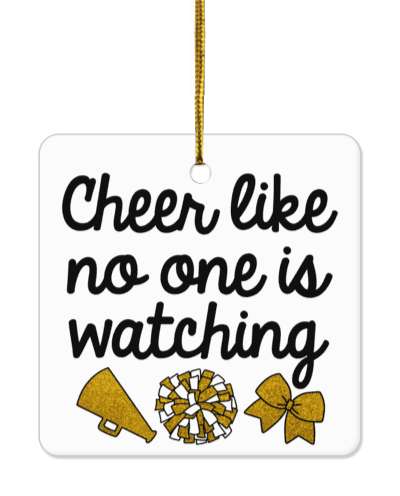 white pom pom cheer like no one is watching cursive megaphone stickers, magnet